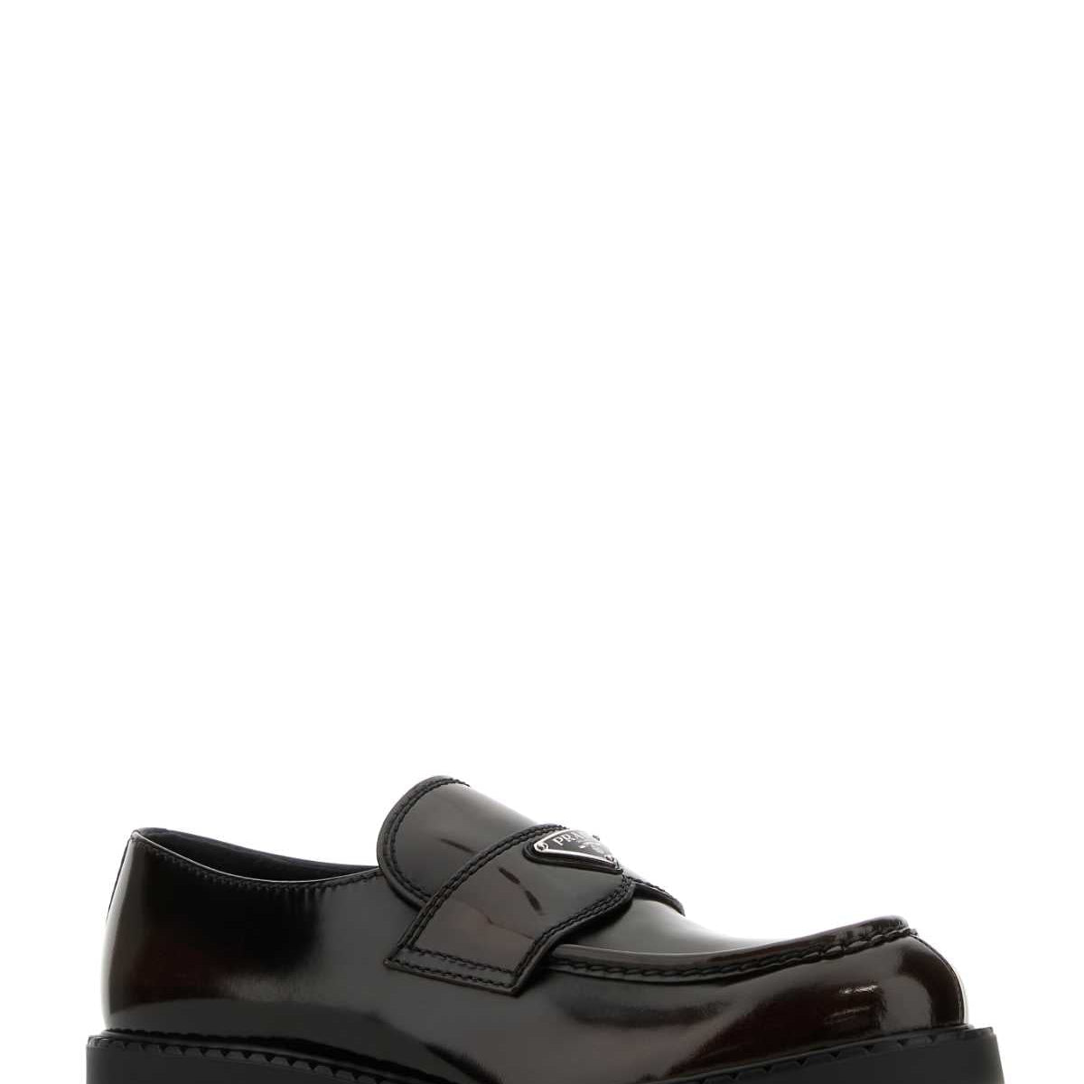 PRADA Premium Leather Chocolate Loafers for Men