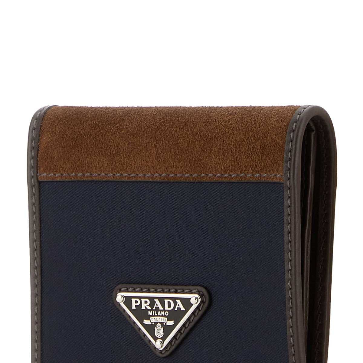 PRADA Mini Two-Tone Fabric and Suede Wallet