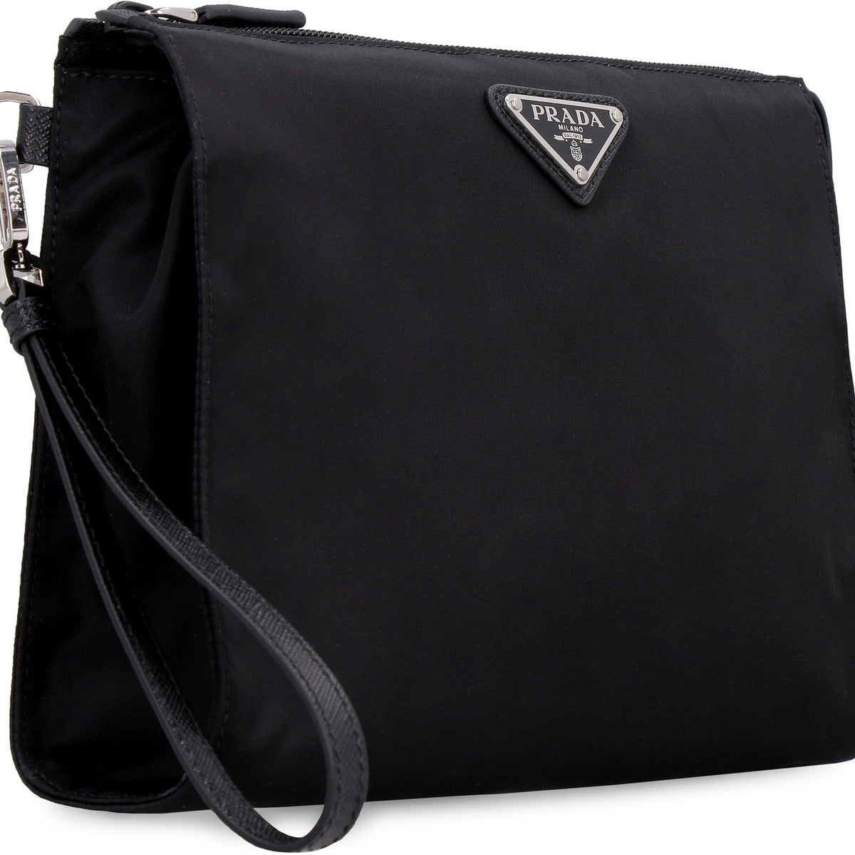 PRADA Mini Pouch Handbag in Re-Nylon and Saffiano Leather