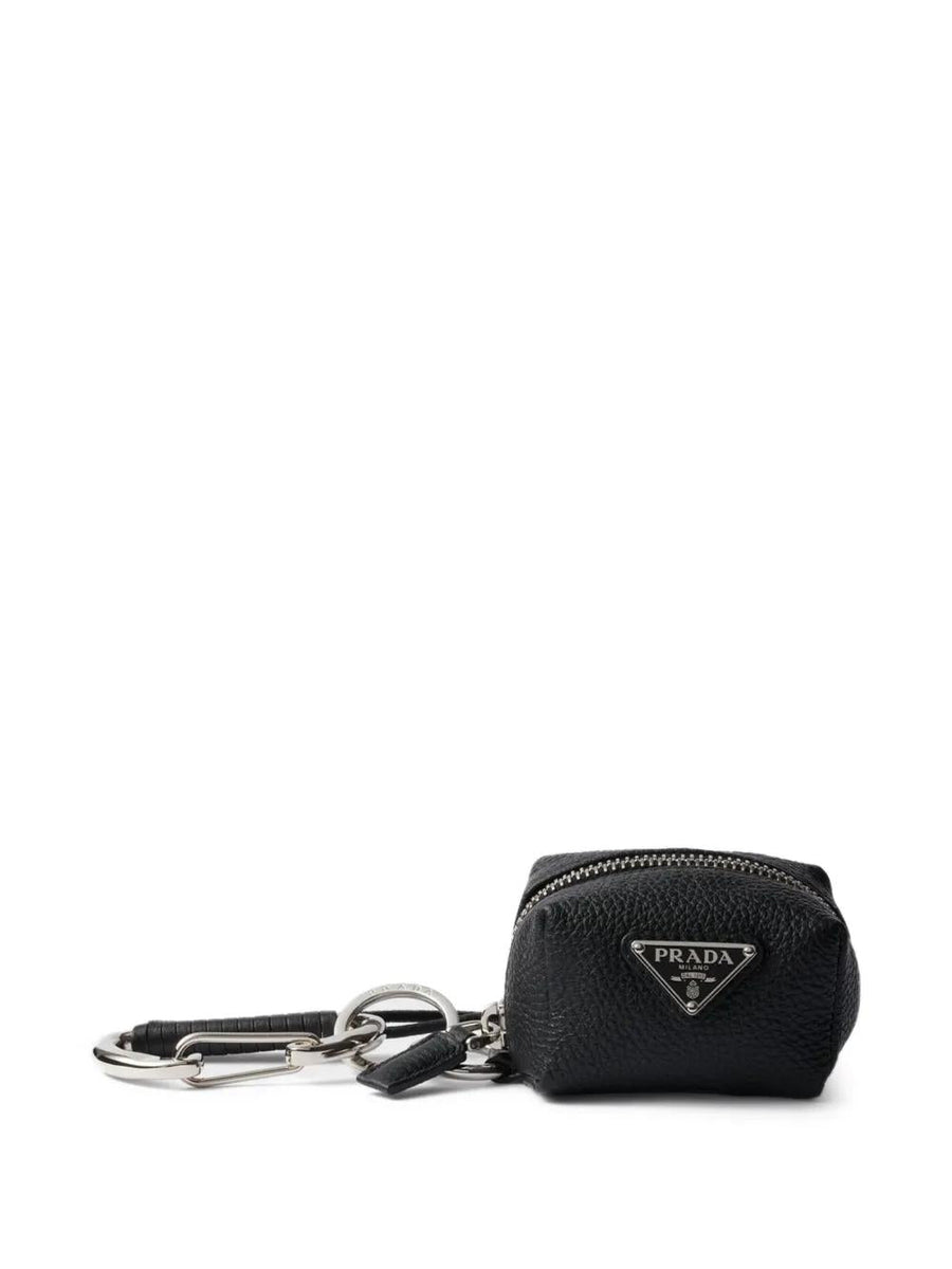 PRADA Leather Handbag Charm with Enamelled Logo