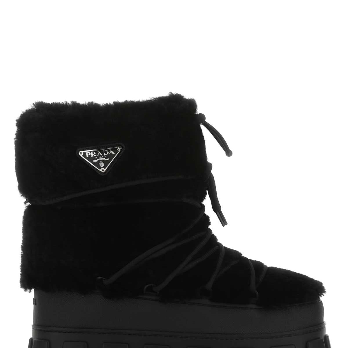 PRADA Men's Shearling and Rubber Ankle Boots