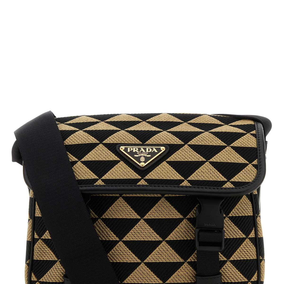 PRADA Embroidered Fabric Crossbody Handbag