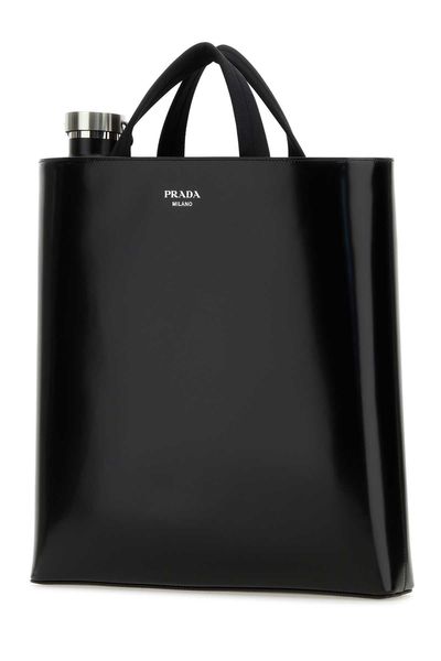 PRADA Structured Leather Shopping Handbag for Men
