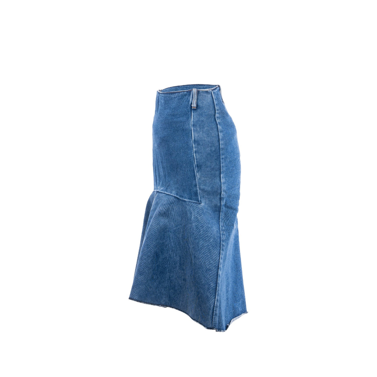 balenciaga Size 36 Godet Peplum-style Denim Skirt Cotton Blue