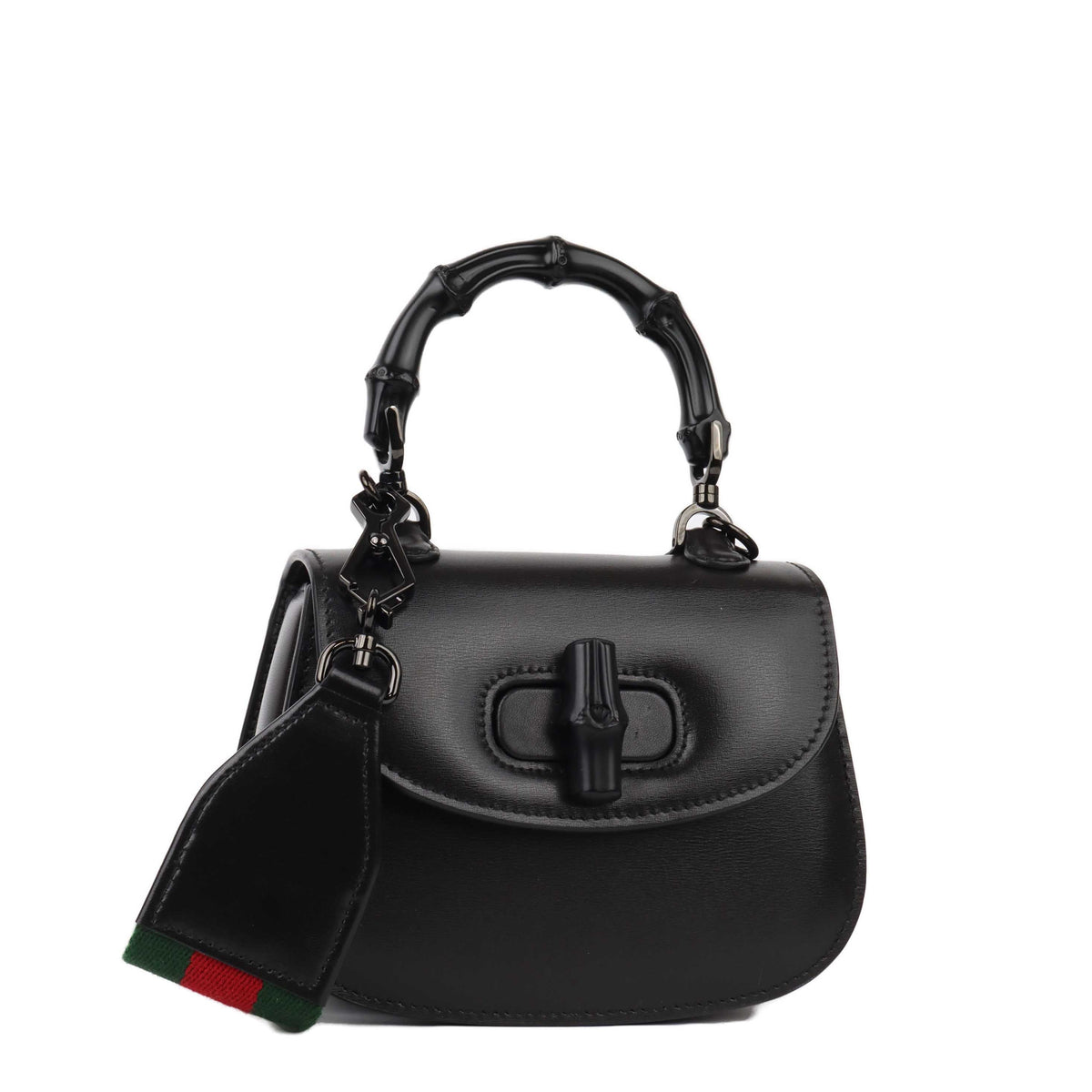 Gucci Bamboo 1947 Mini Top Handle Bag Black.