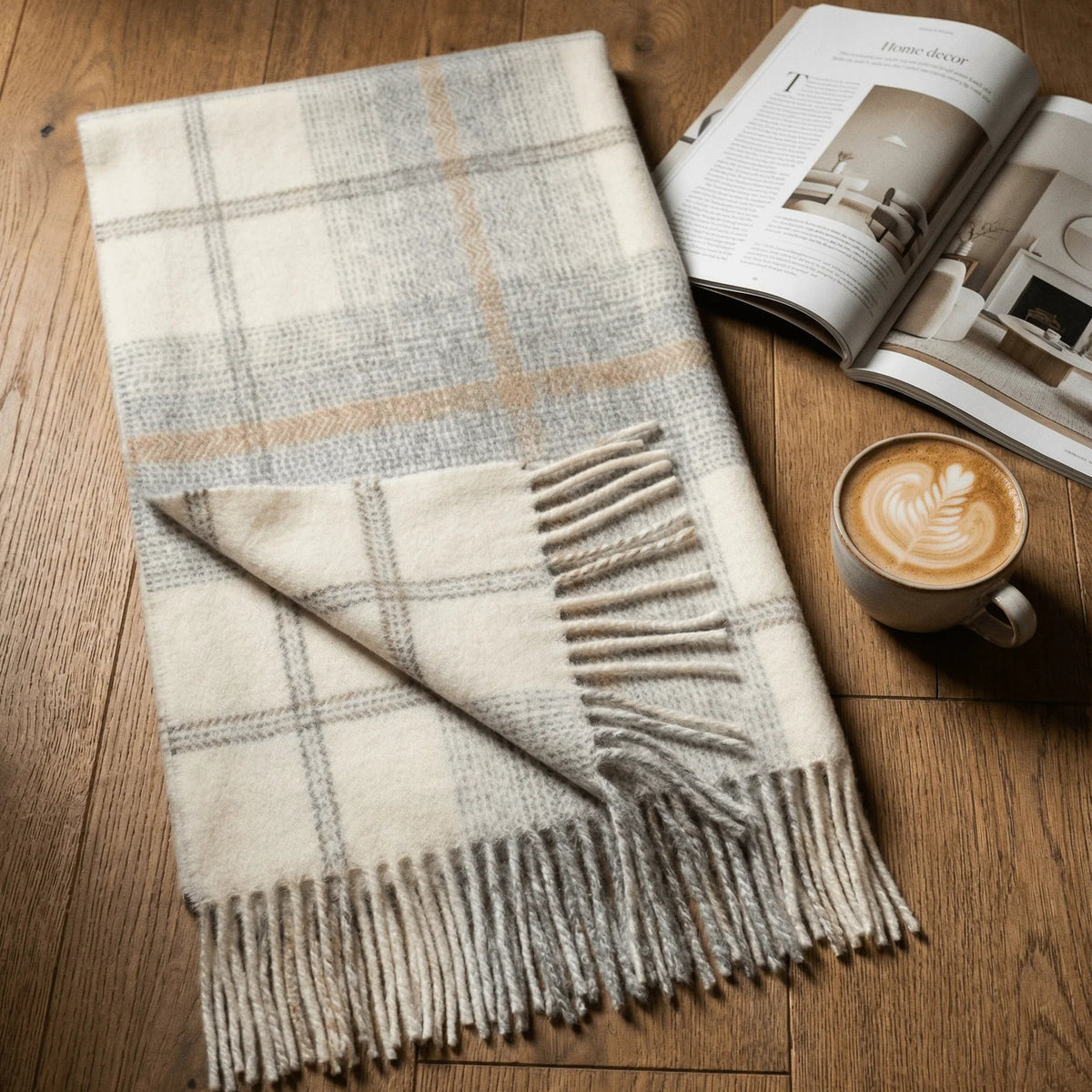 Primavera Alpaca-Wool Plaid Throw Blanket