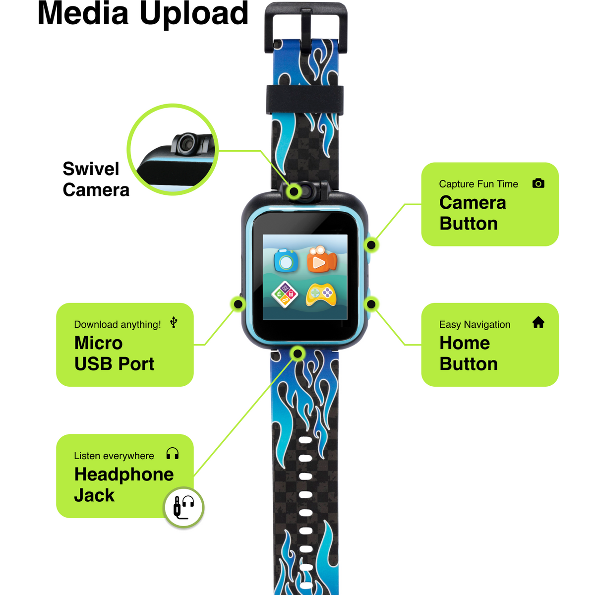 PlayZoom 2 Kids Smartwatch: Blue Racing Flames