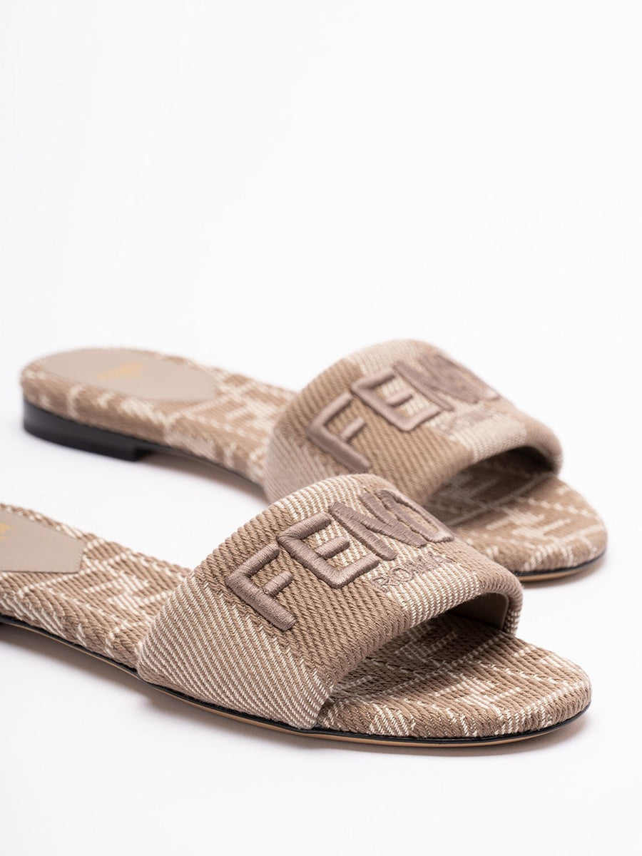 Fendi Women `Ff` Denim Slides