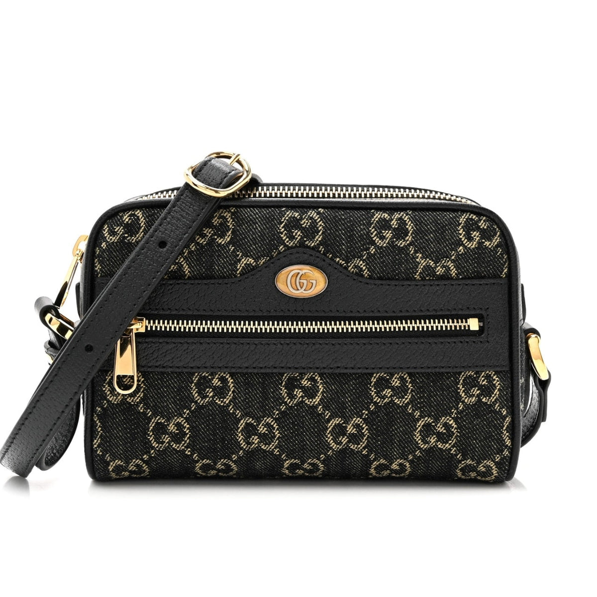 GG OPHIDIA SHOULDER BAG GG DENIM MINI BLACK 17CM