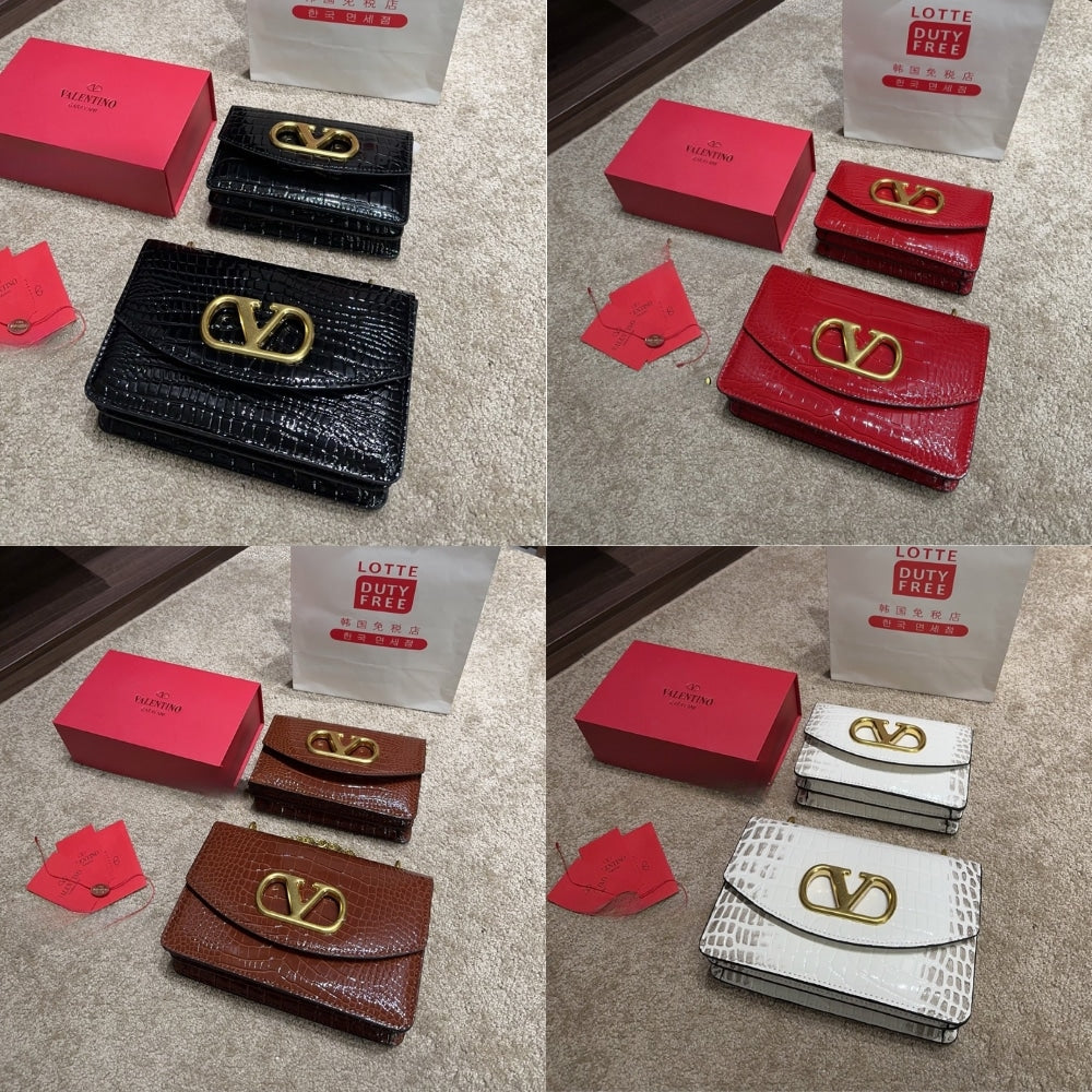 VO GARAVANI VAIN SMALL SHOULDER BAG IN CROCODILE BLACK 19CM 6W0B0R17TVG 0NO