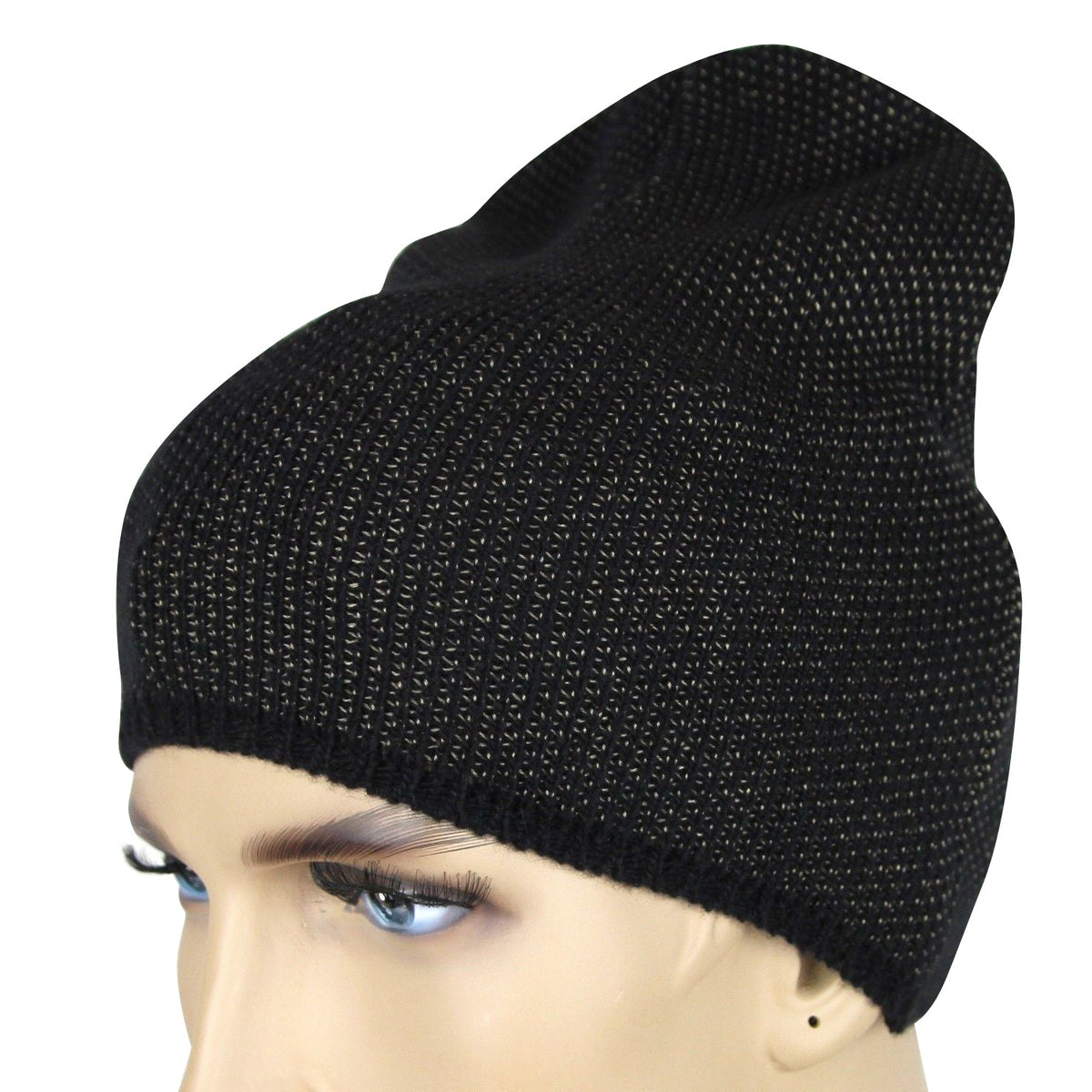 Gucci Unisex Black / Beige Wool Cashmere Cotton Knit Beanie Hat With Logo