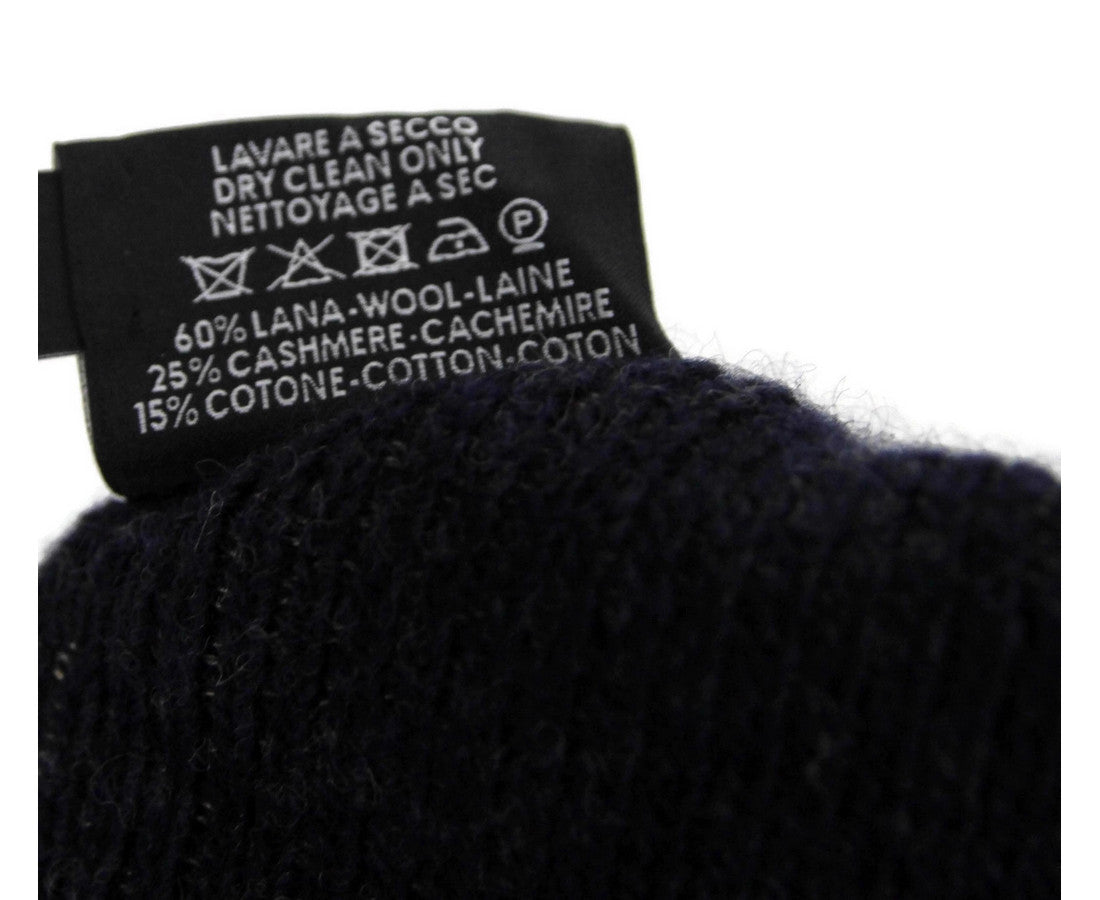 Gucci Unisex Dark Blue Wool Cashmere cotton Beanie Hat with Logo