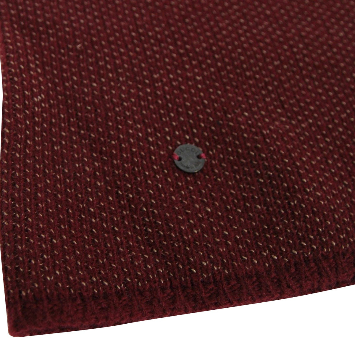 Gucci Unisex Burgundy Wool Cashmere Cotton Knit Beanie Hat With Logo