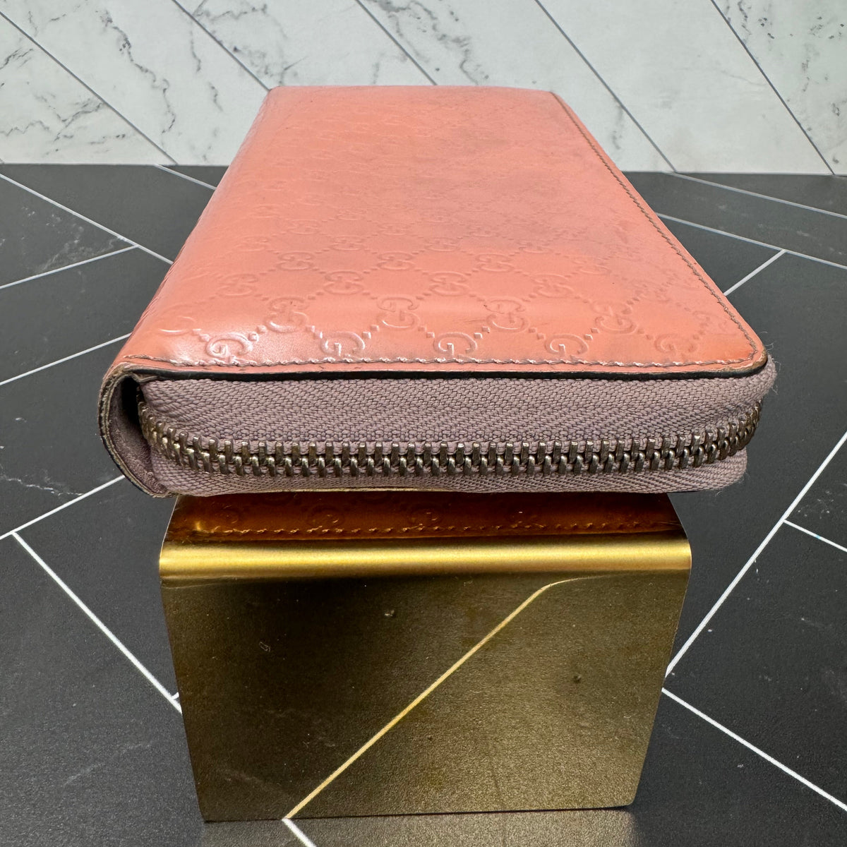 Gucci Peach Microguccissima Zippy Wallet