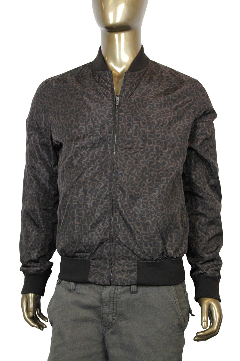 Gucci Men's Bomber Brown Polyamide Leopard Print Jacket