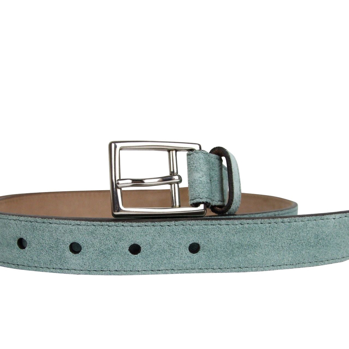 Gucci Men's Silver Teal Fabric Leather Belt Buckle 368193 4718