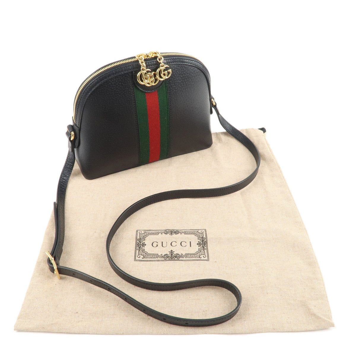 GUCCI Ophidia Leather Cross Body Shoulder Bag Black 719881