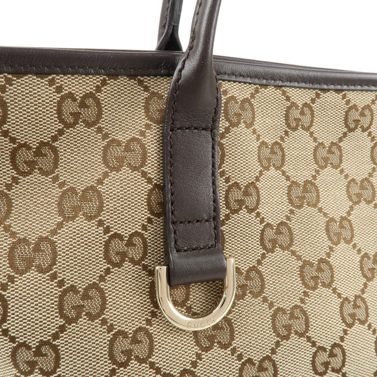 GUCCI Abbey GG Canvas Leather Tote Bag Beige Brown 169946