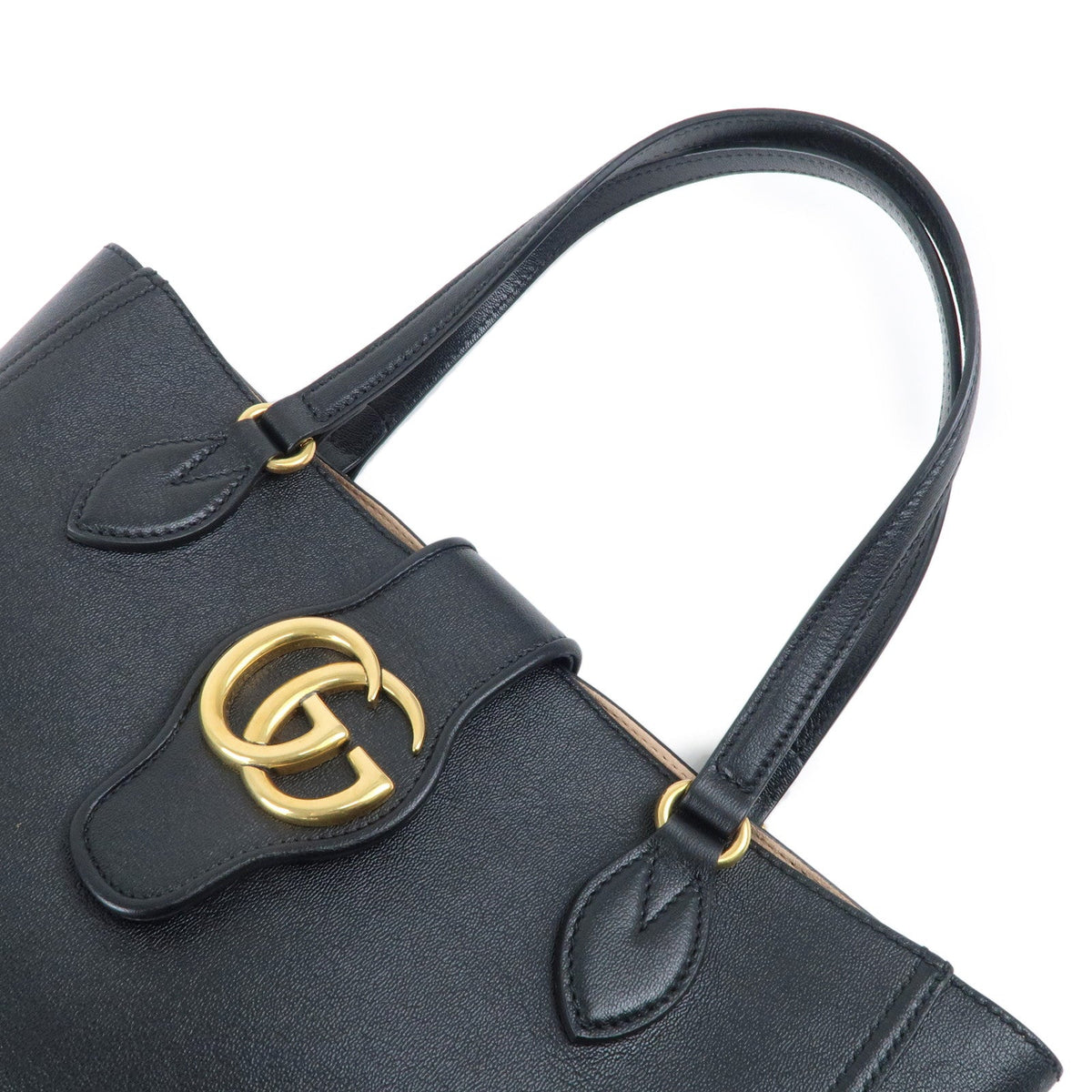 GUCCI GG Marmont Leather Tote Bag Hand Bag Black 652680