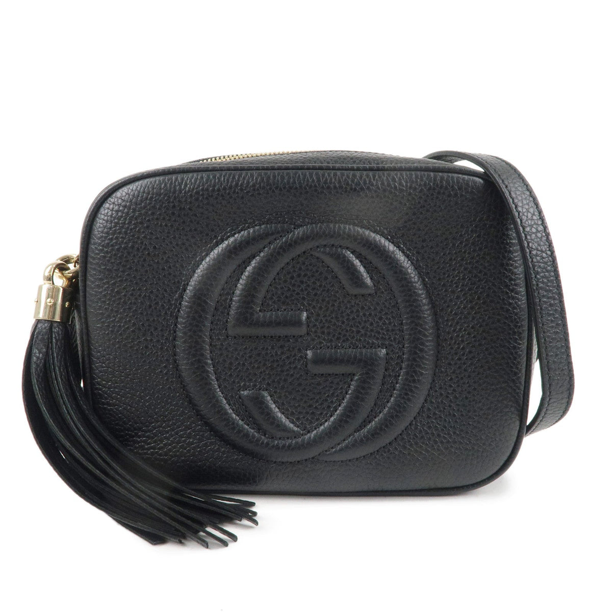 GUCCI SOHO Leather Small Disco Shoulder Bag Black 308364