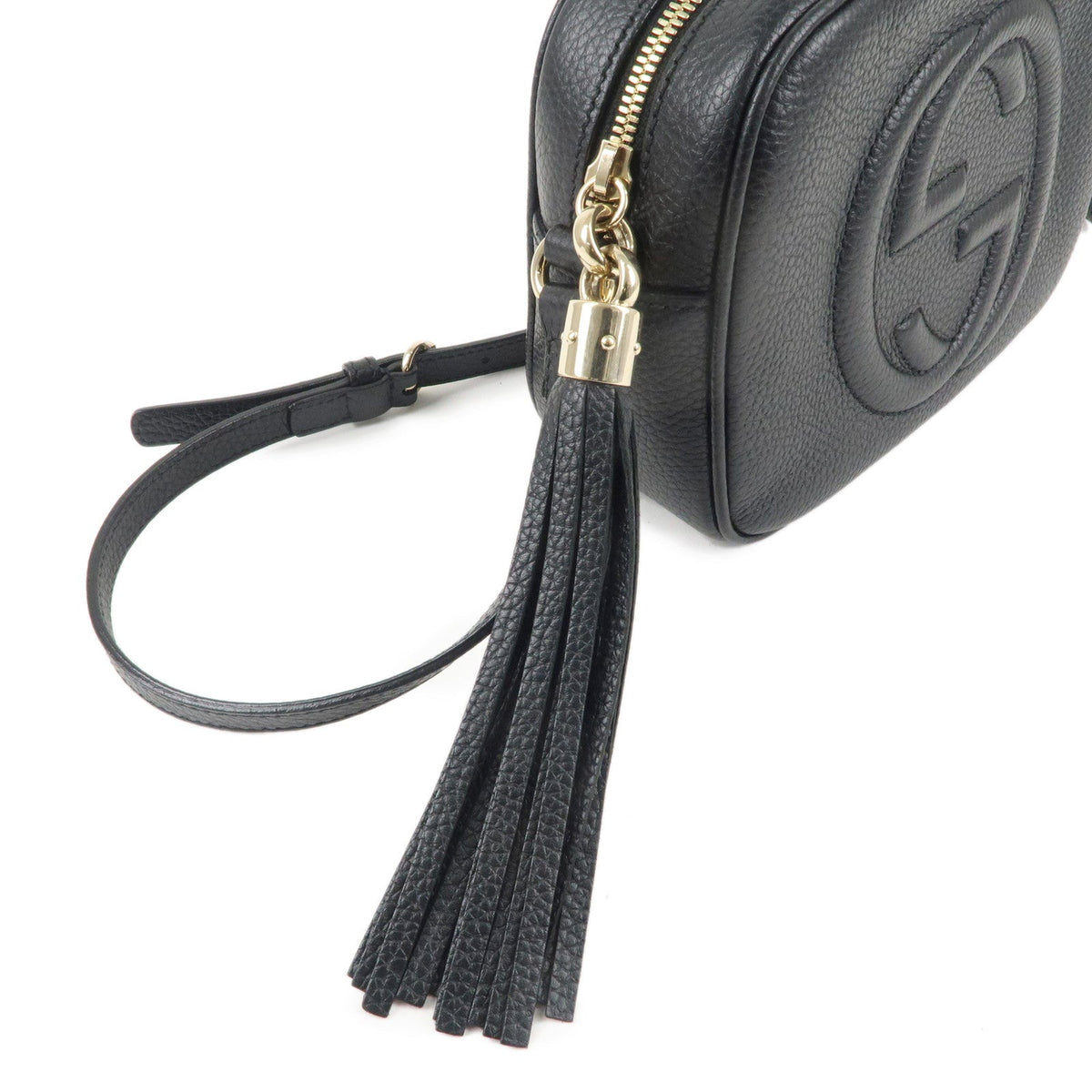 GUCCI SOHO Leather Small Disco Shoulder Bag Black 308364