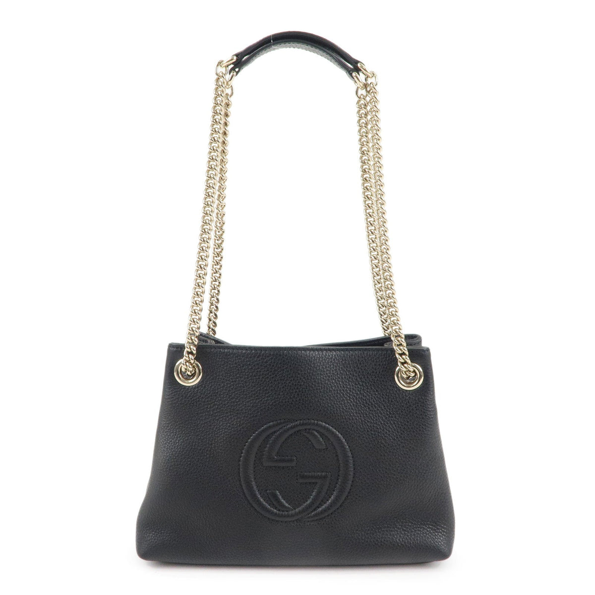 GUCCI SOHO Logo Leather Chain Shoulder Bag Black 387043