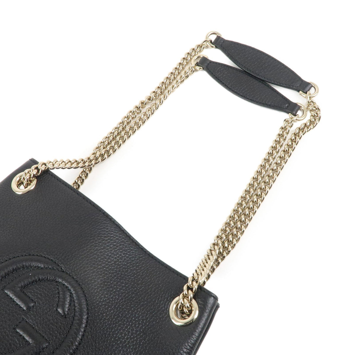 GUCCI SOHO Logo Leather Chain Shoulder Bag Black 387043