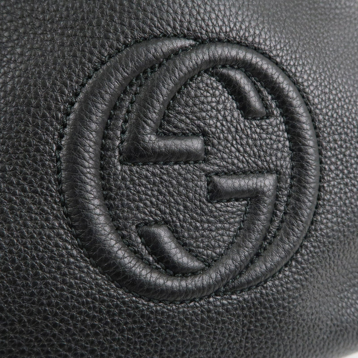 GUCCI SOHO Logo Leather Chain Shoulder Bag Black 387043