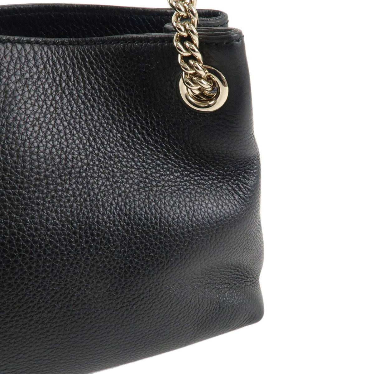 GUCCI SOHO Logo Leather Chain Shoulder Bag Black 387043