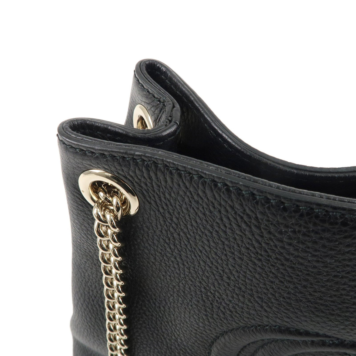 GUCCI SOHO Logo Leather Chain Shoulder Bag Black 387043