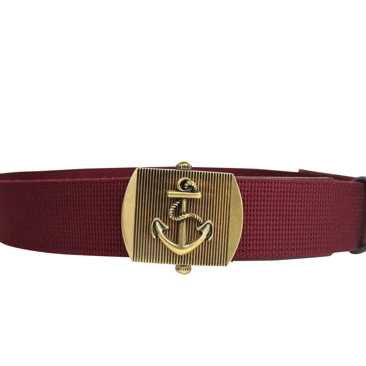 Gucci Men's Military Burgundy Fabric Anchor Brass Buckle Belt 375191 6148