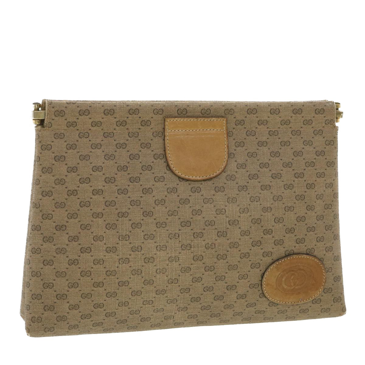 GUCCI Micro GG Canvas Clutch Bag PVC Leather Beige 67-039-5229 Auth 37974