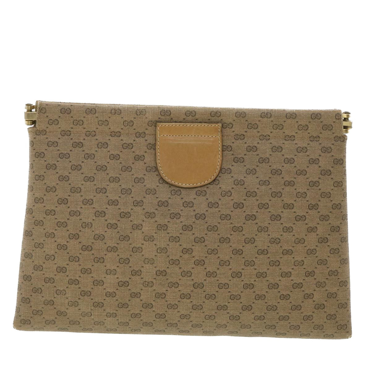 GUCCI Micro GG Canvas Clutch Bag PVC Leather Beige 67-039-5229 Auth 37974
