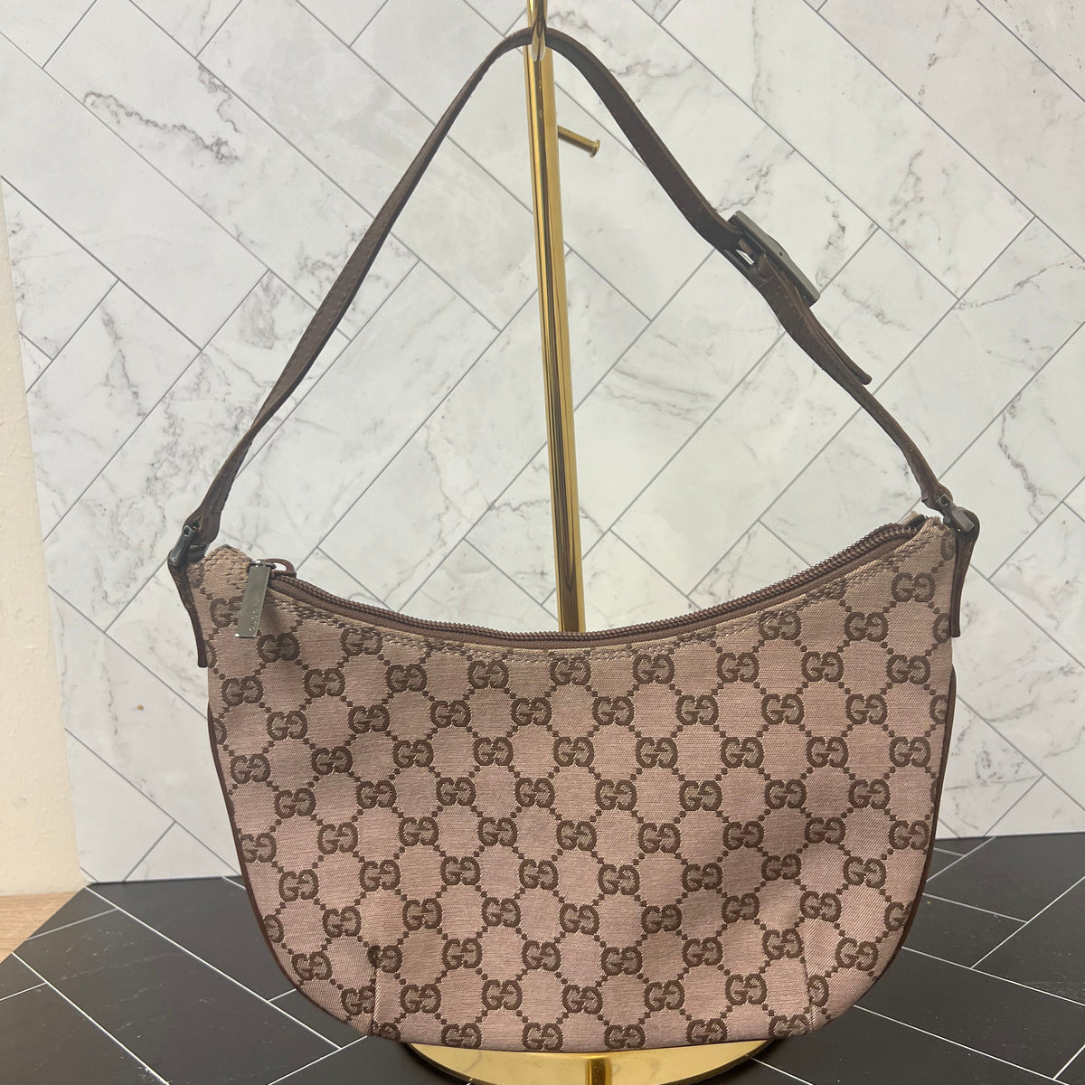 Gucci GG Brown Canvas Shoulder Bag