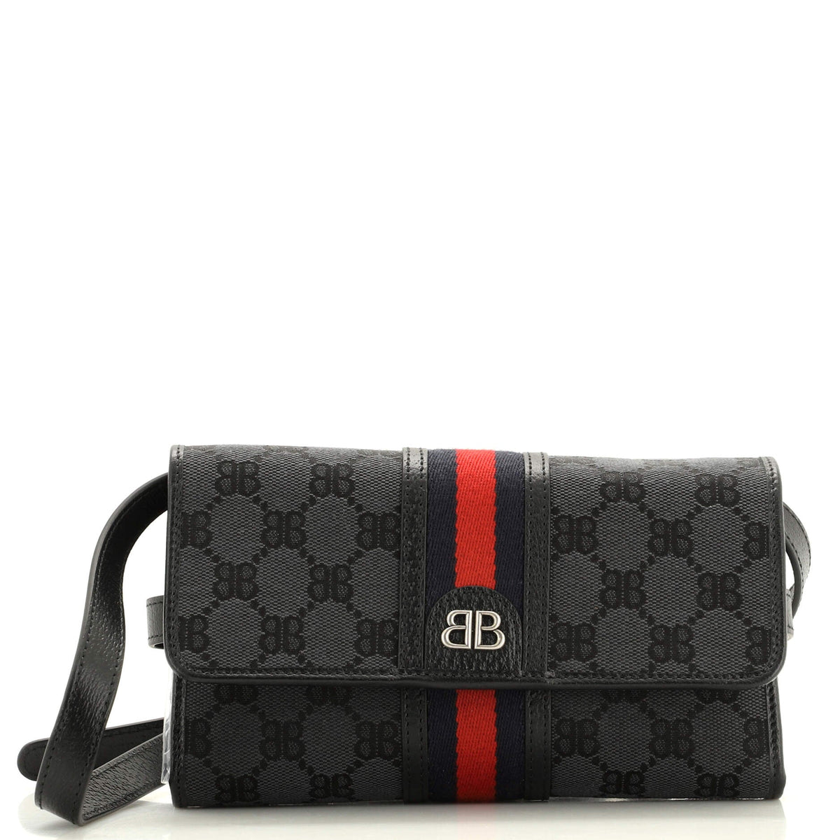 Balenciaga x Gucci The Hacker Wallet on Strap BB Coated Canvas