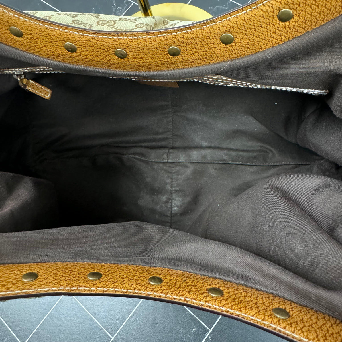 Gucci Vintage Bamboo Large Canvas Tote Bag
