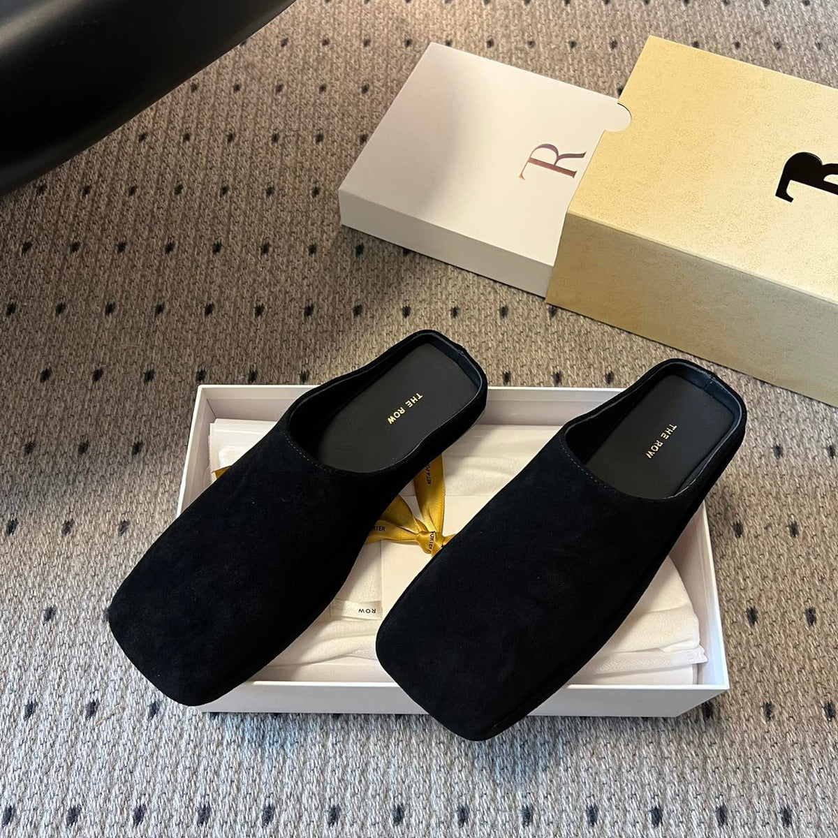 THE ROW SUEDE MULES