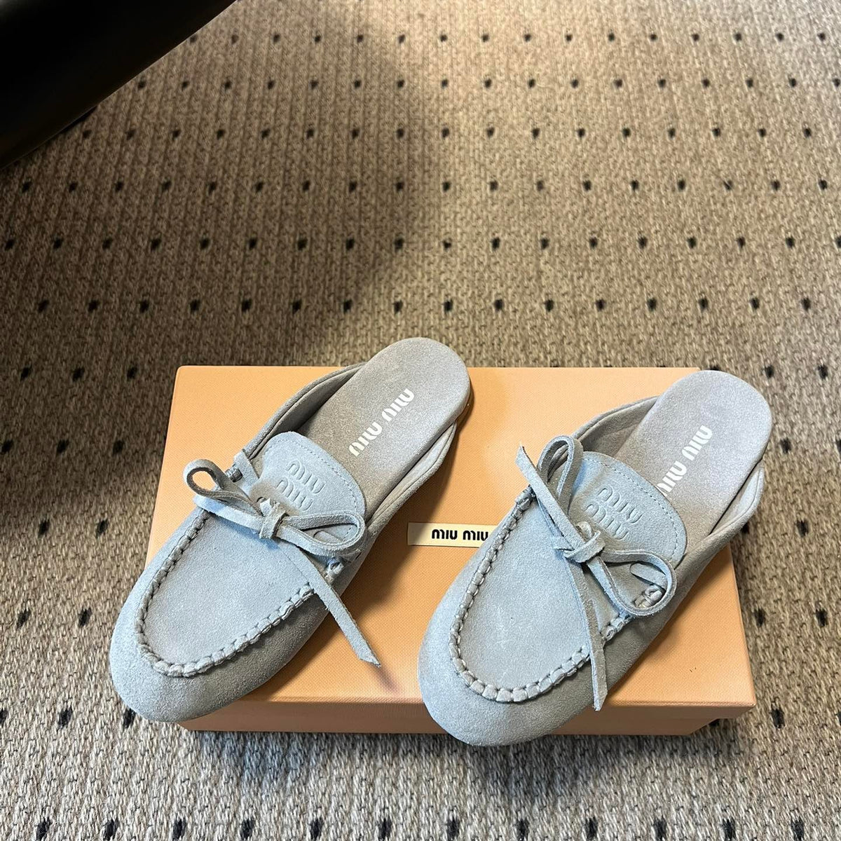 MIU M SUEDE MULES