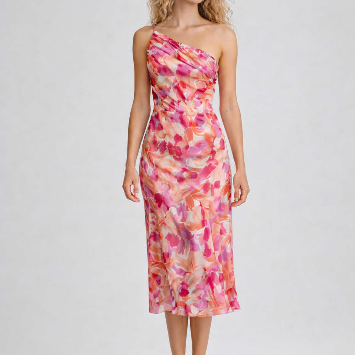 Livia | One-Shoulder Floral Midi Dress