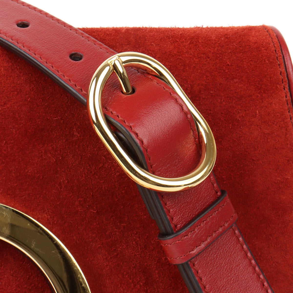 Gucci Blondie Red Suede Shoulder Bag.