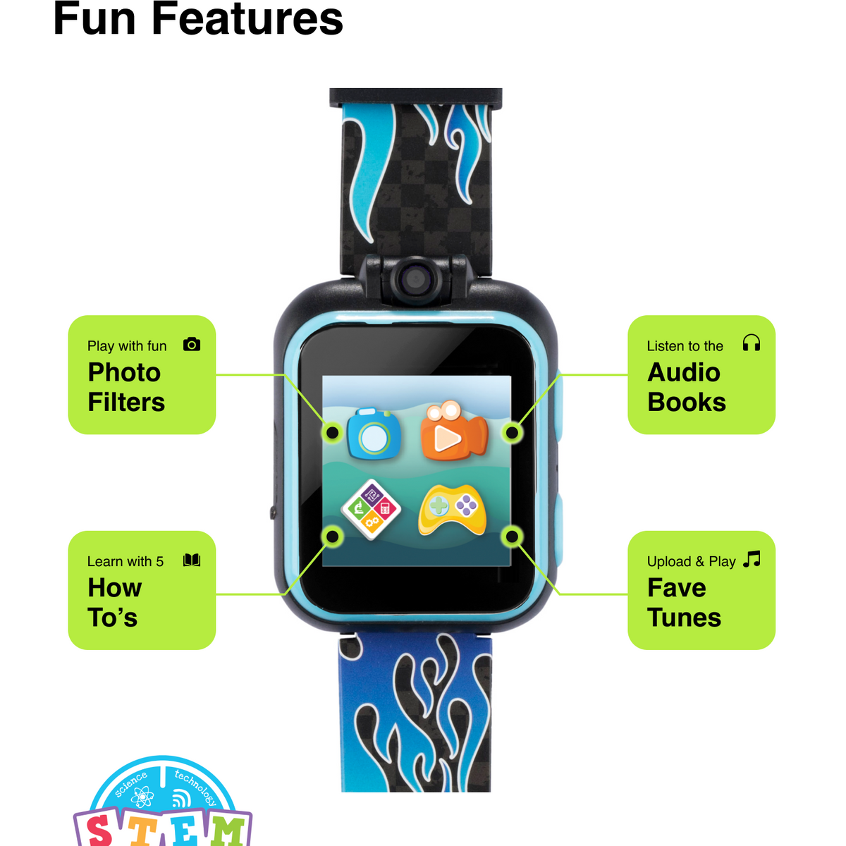 PlayZoom 2 Kids Smartwatch: Blue Racing Flames