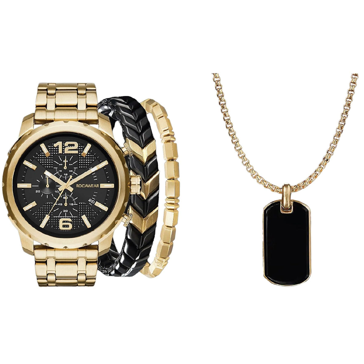 Rocawear Men's Shiny Gold Metal Bracelet Watch 50mm