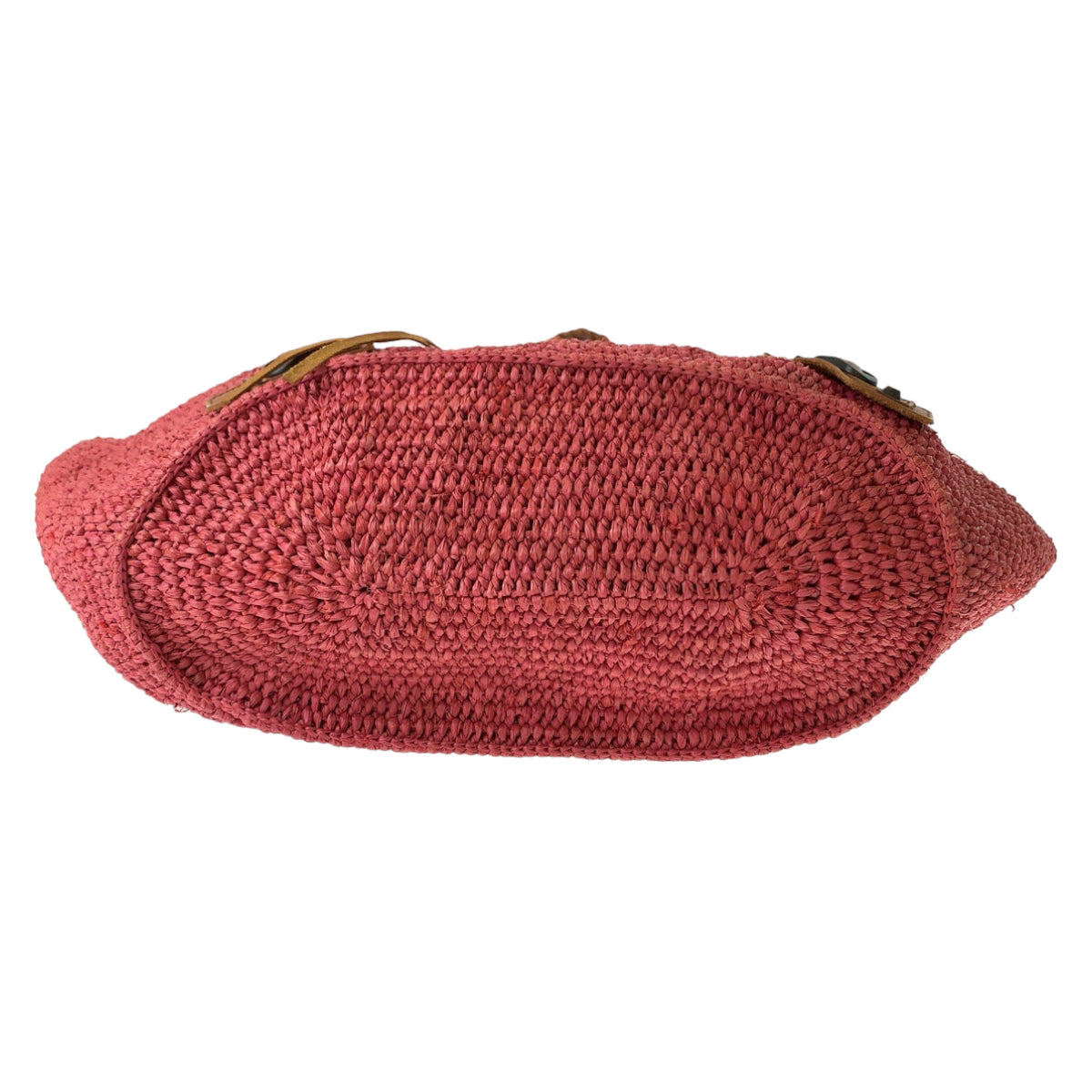 balenciaga Pink Brown Straw Leather Tote Bag