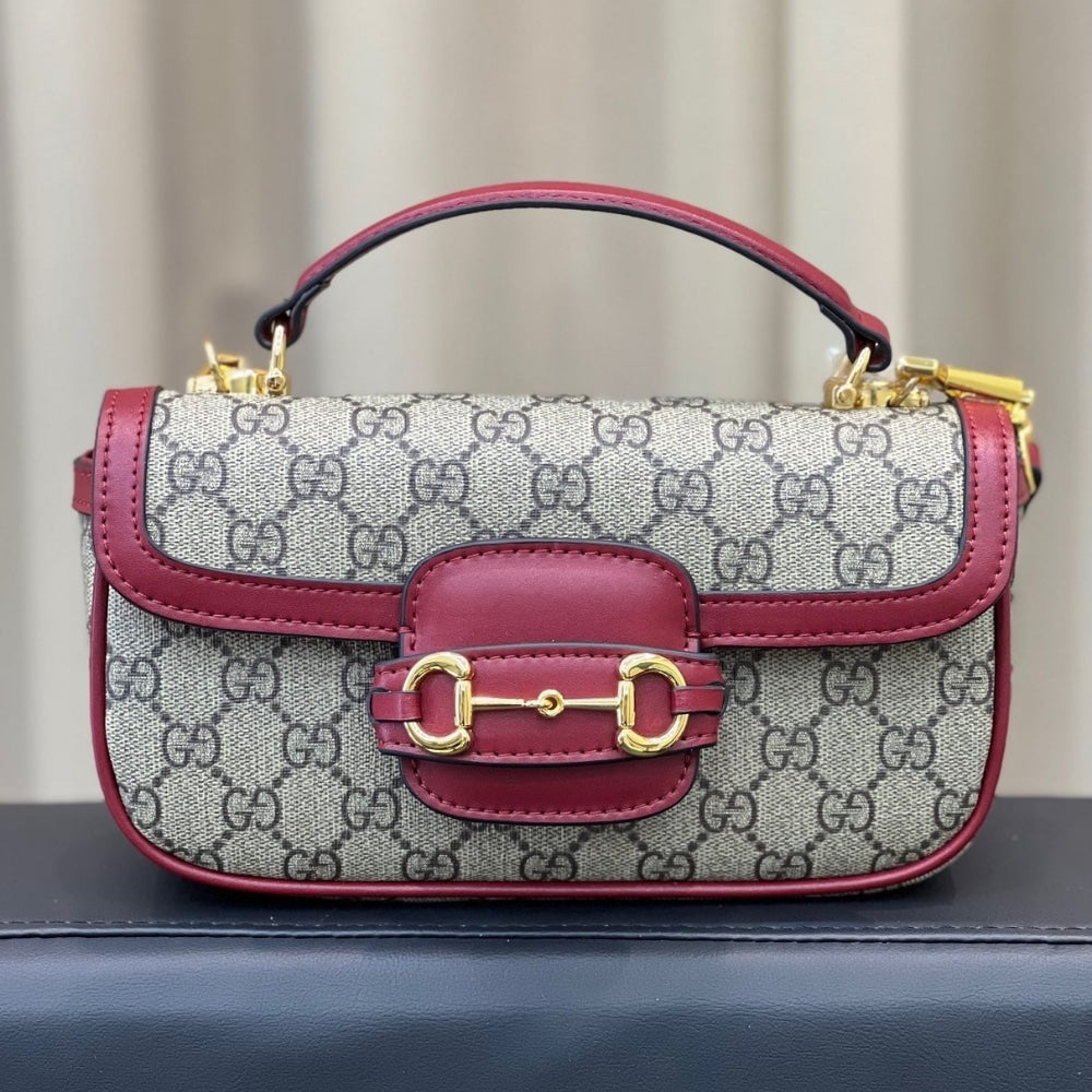 GG HORSEBIT 1955 SOFT SMALL TOP HANDLE BAG ROSSO ANCORA RED 22CM 815206 FAD6M 8759