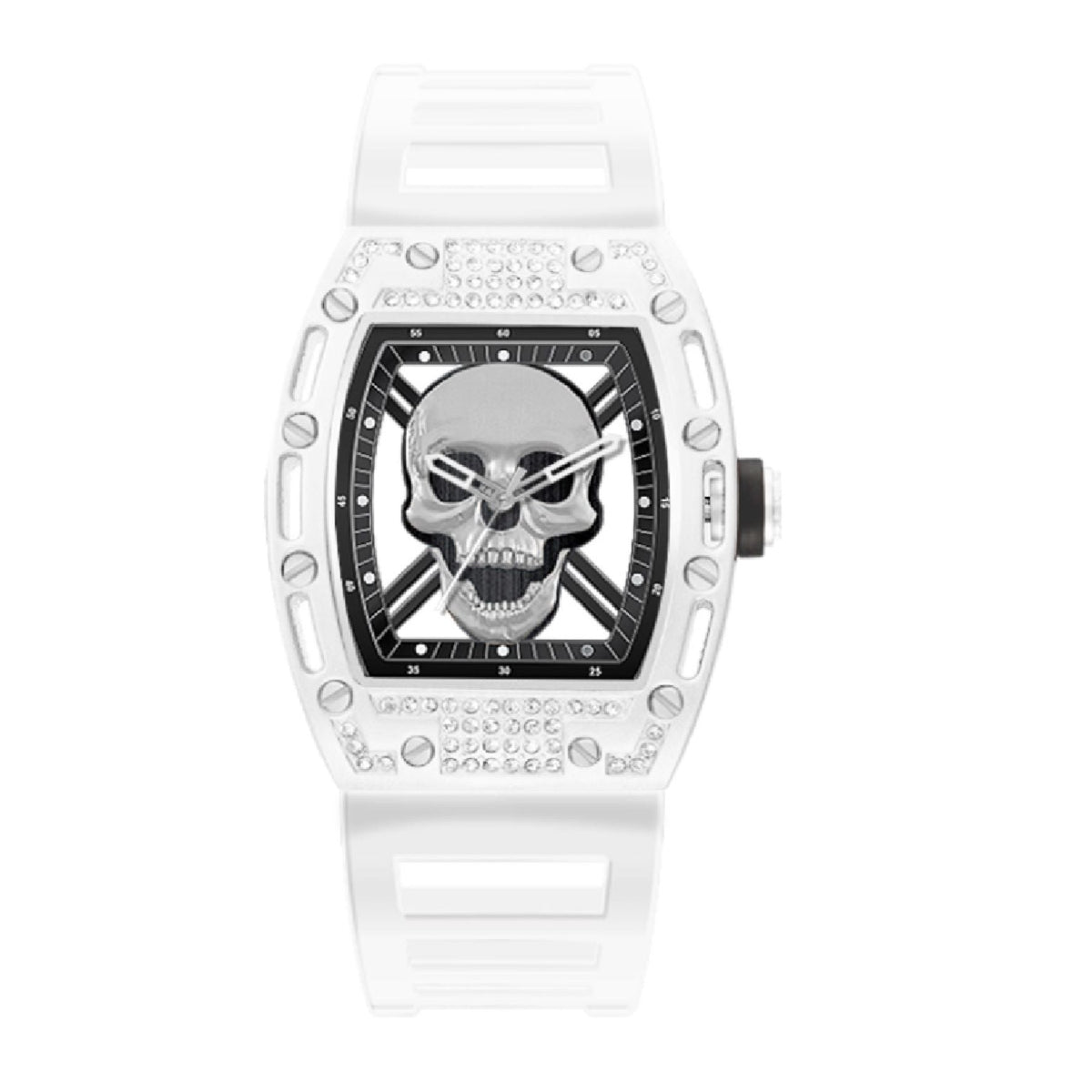 Ed Hardy Men's Matte White Plastic Strap Watch 42mm