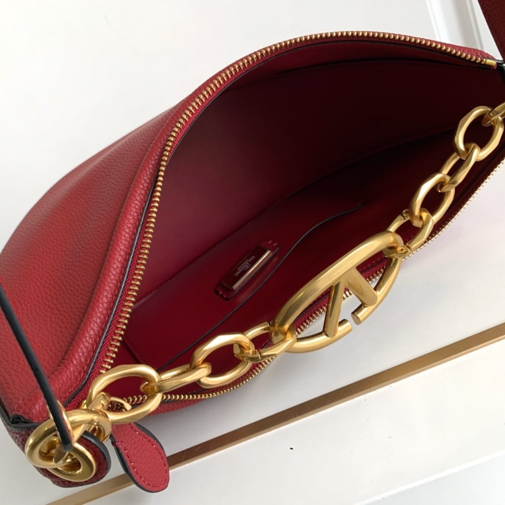 VO GARAVANI VLOGO MOON MEDIUM GRAINY HOBO BAG WITH CHAIN DARK RED 29CM 5W2B0N59JDK Y9Q