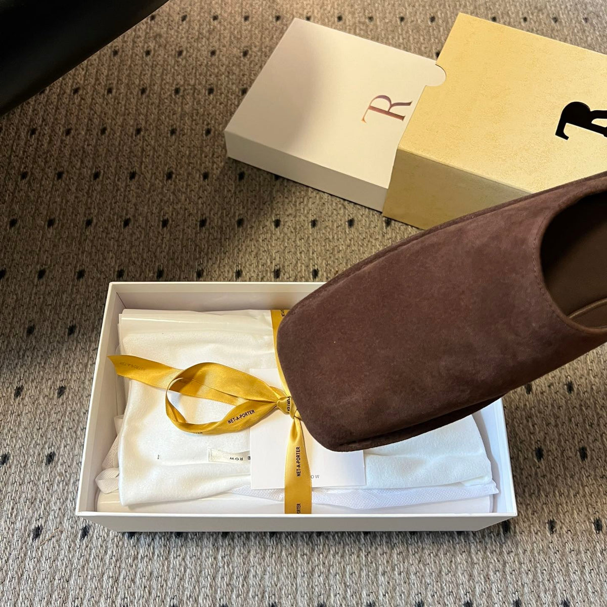 THE ROW SUEDE MULES
