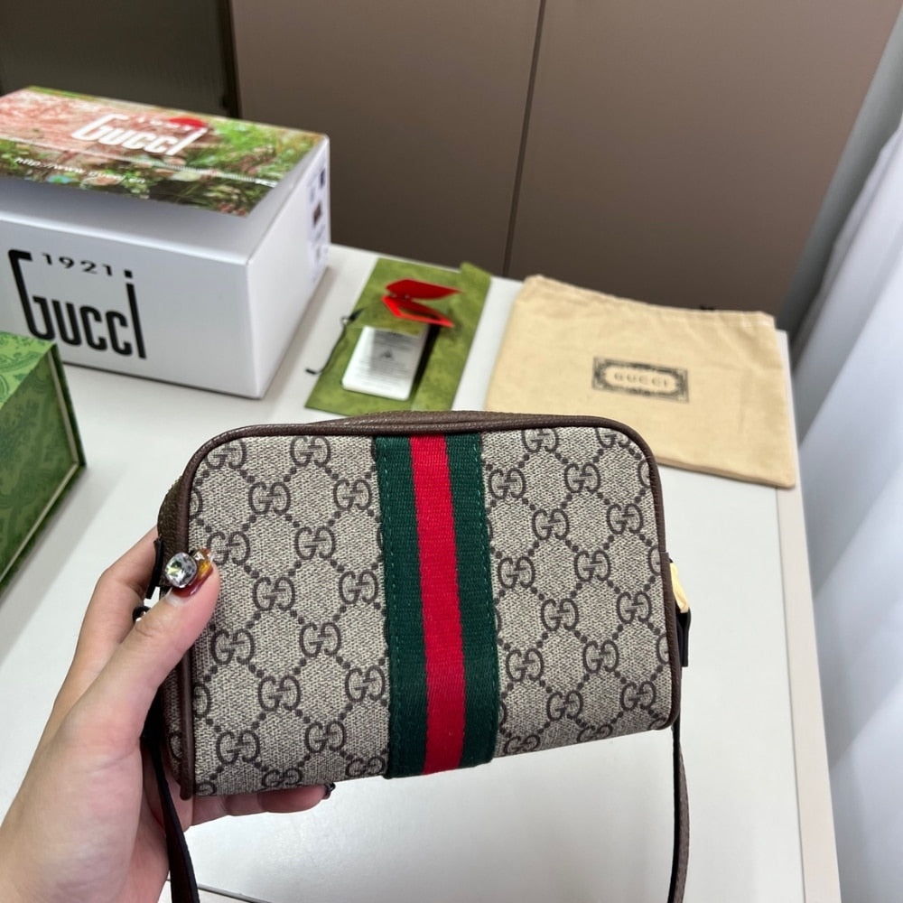 GG OPHIDIA MINI BAG BEIGE AND EBONY 17CM 517350 96IWS 8745
