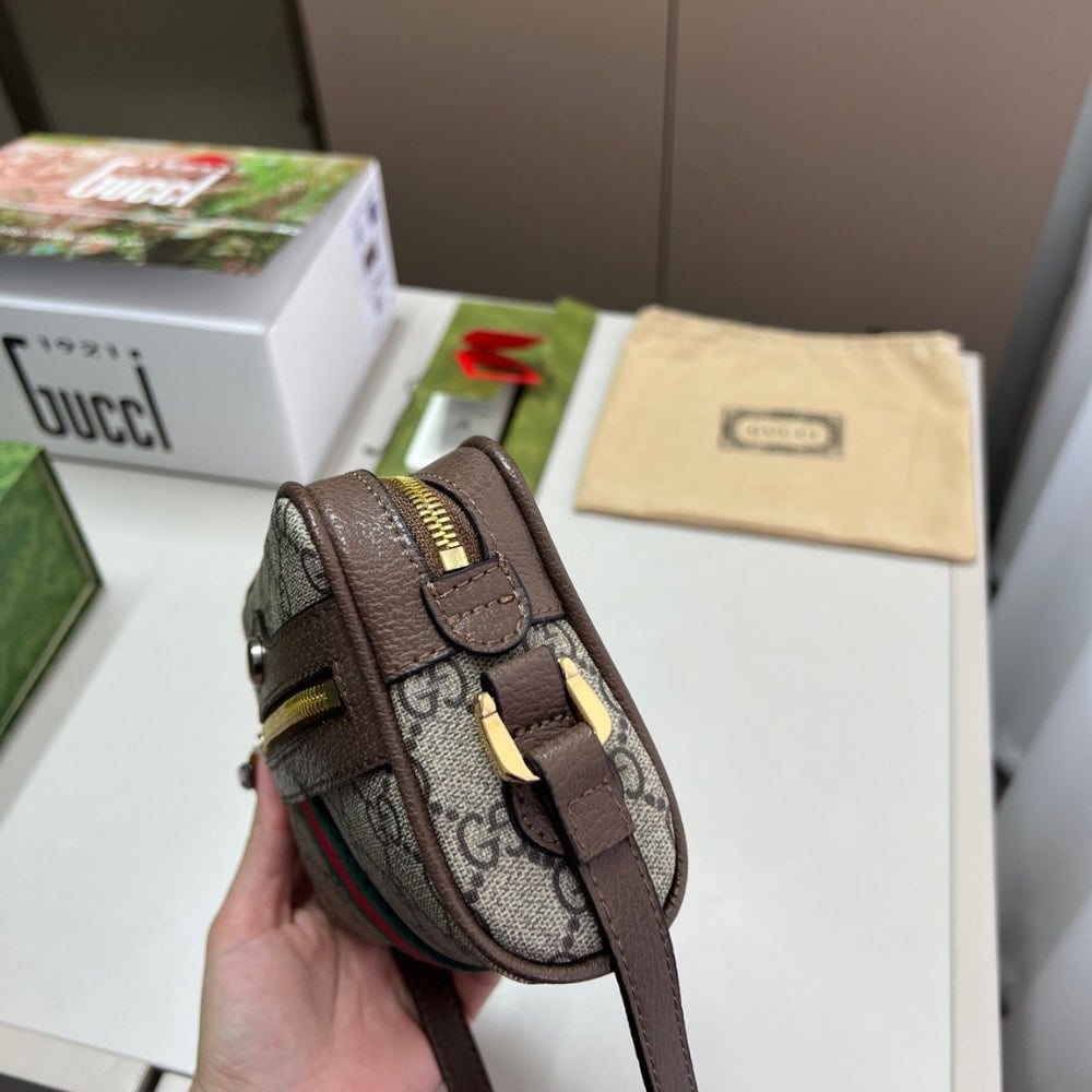 GG OPHIDIA MINI BAG BEIGE AND EBONY 17CM 517350 96IWS 8745