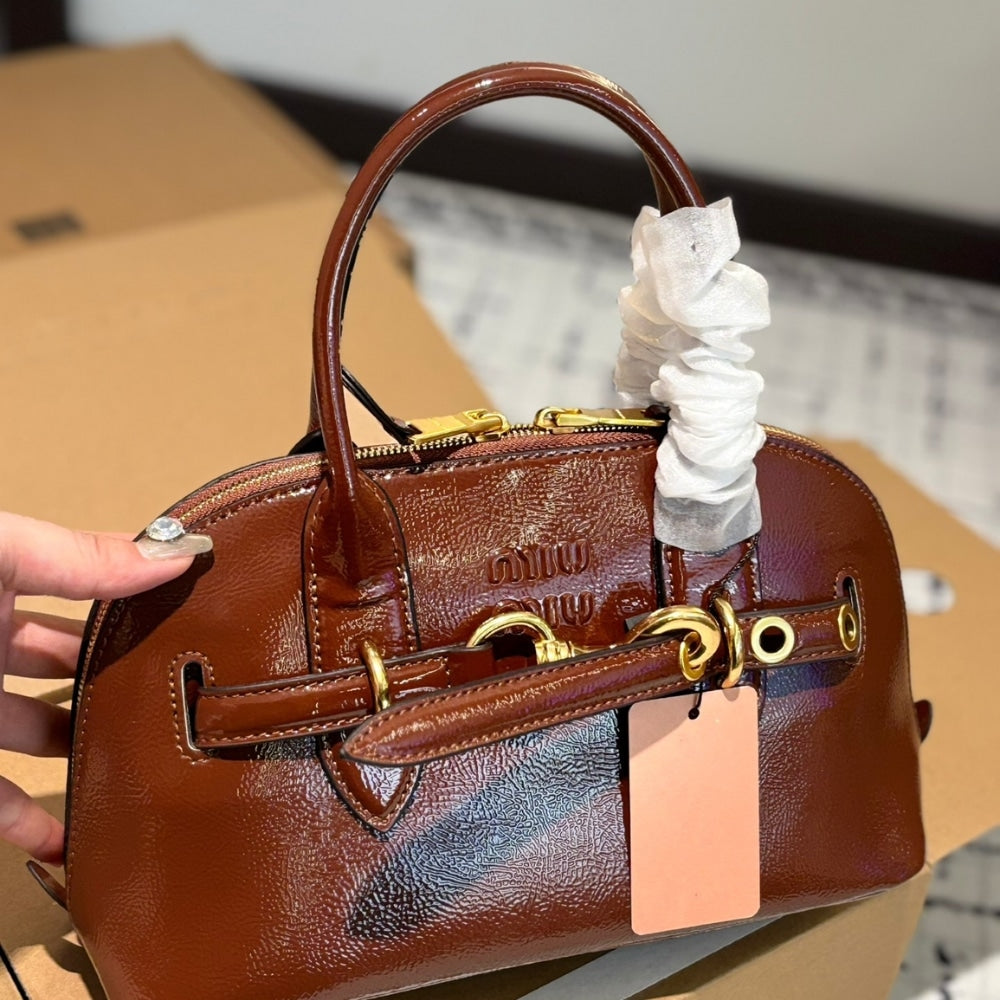 MIUMIU AVENTURE NAPPA TOP HANDLE BAG OAK 28CM 5BB169 2BBL F0316 V OOO